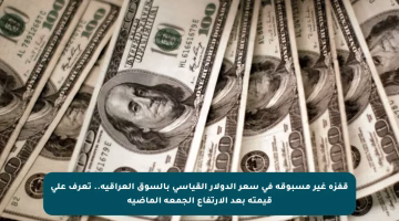 قفزة غير مسبوقة في سعر الدولار القياسي بالسوق العراقية.. تعرف على قيمته بعد الارتفاع الجمعة الماضية